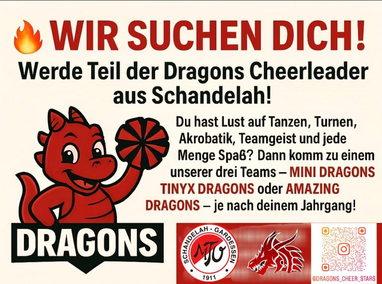 WIR SUCHEN DICH! – Werde Teil der Dragons Cheerleader aus Schandelah!
